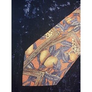 Vintage Landon's Mend Neck Tie Orange Frames Geometric Fruit Professional Suit
